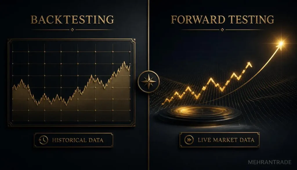 مقایسه بک‌تست (Backtesting) و فوروارد تست (Forward Testing) در ارزیابی استراتژی‌های معاملاتی فارکس